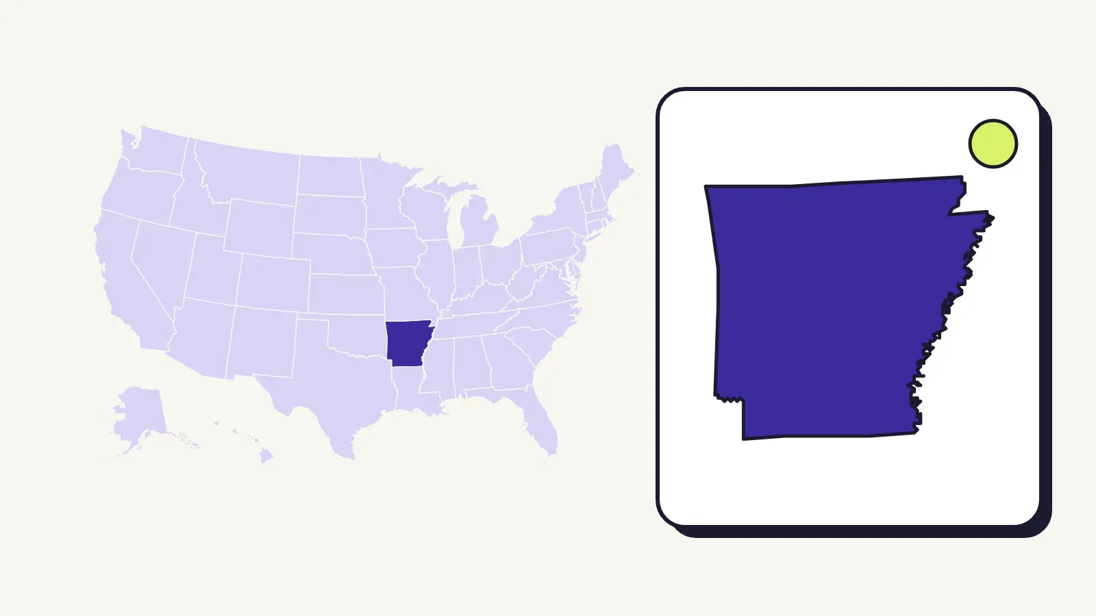Map of the United States with Arkansas highlighted