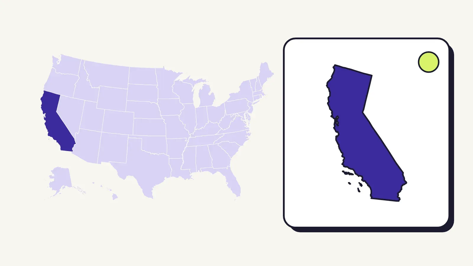 Map of the United States with California highlighted