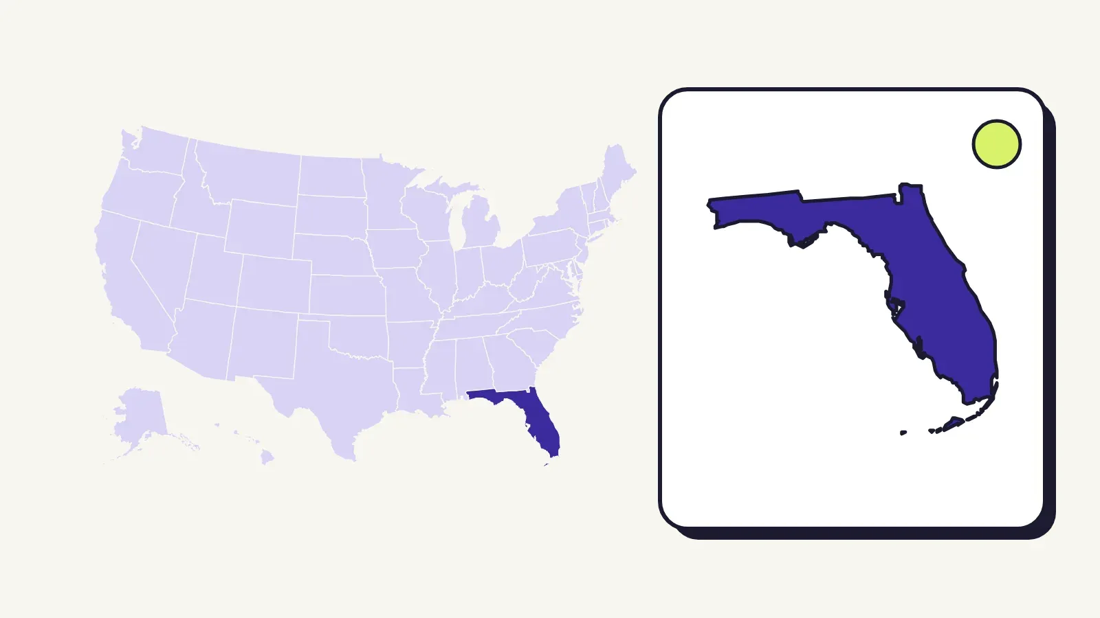 Map of the United States with Florida highlighted