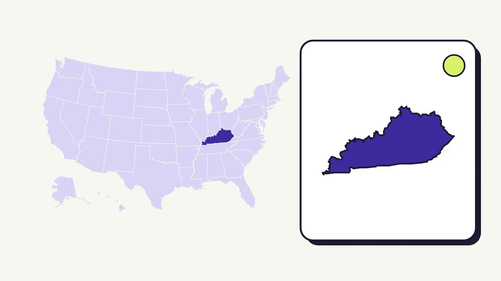 Map of the United States with Kentucky highlighted