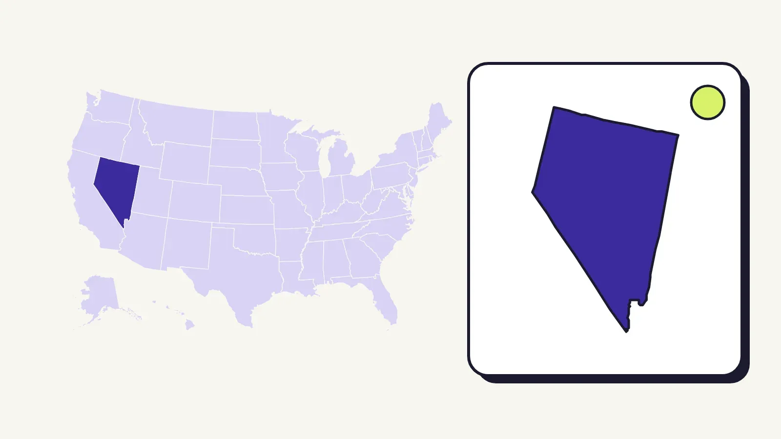 Map of the United States with Nevada highlighted