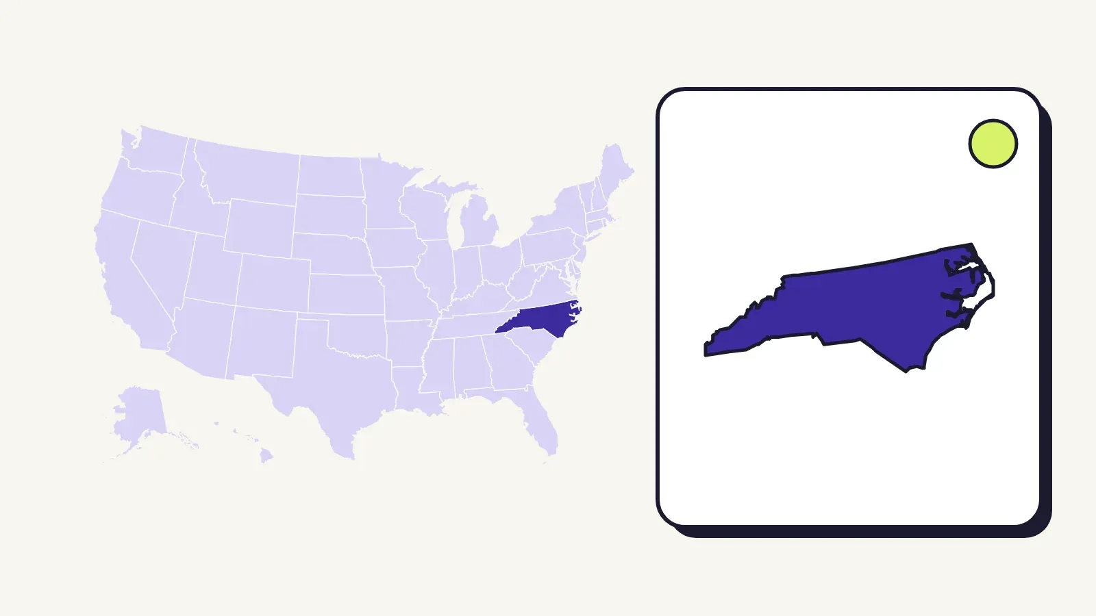 Map of the United States with North Carolina highlighted