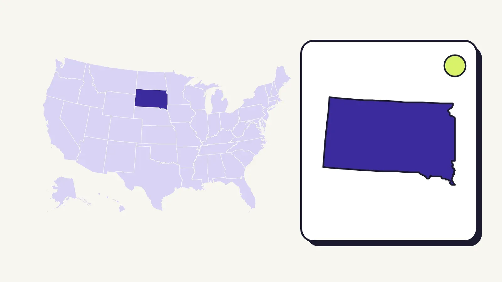 Map of the United States with South Dakota highlighted