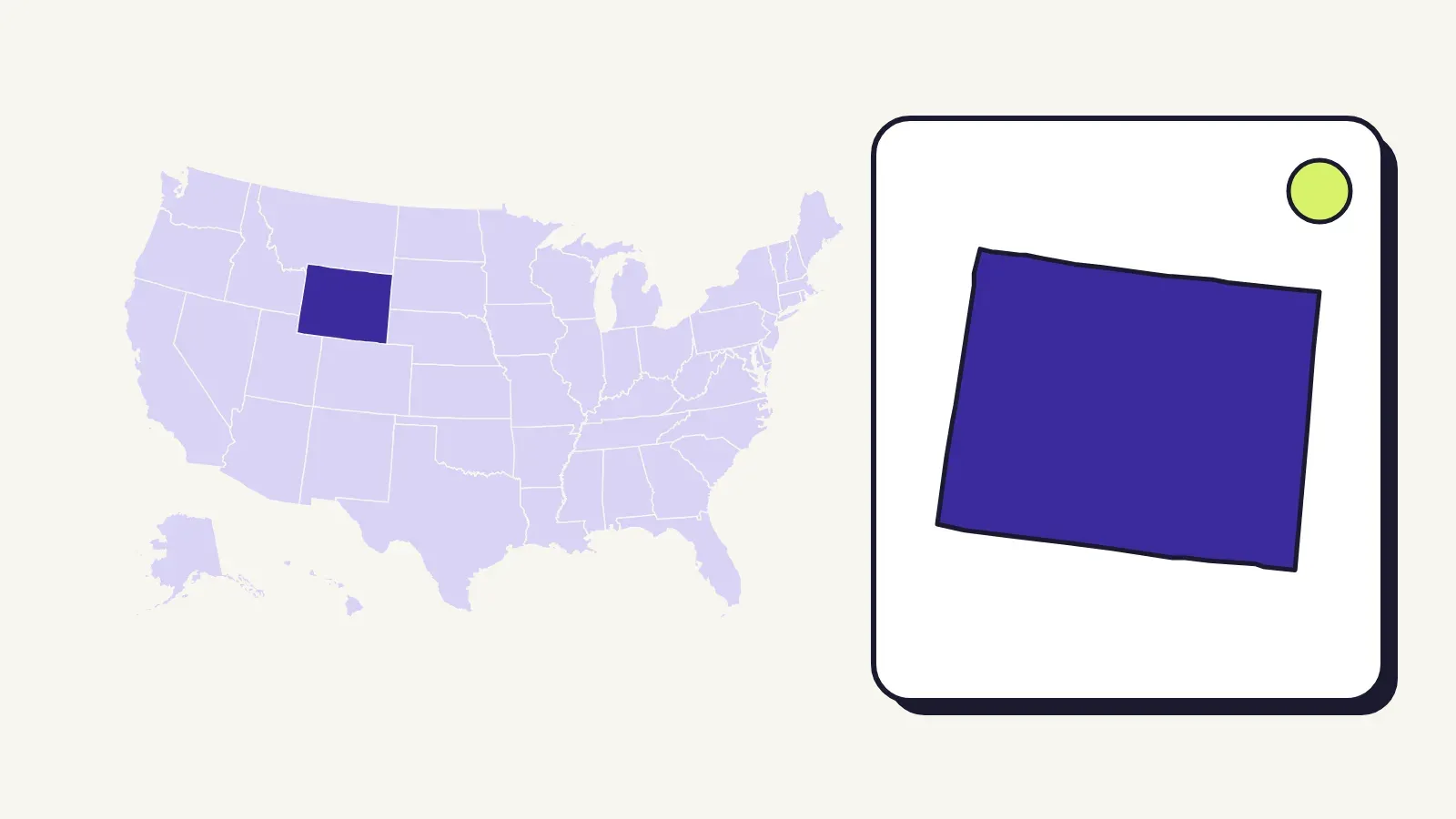 Map of the United States with Wyoming highlighted